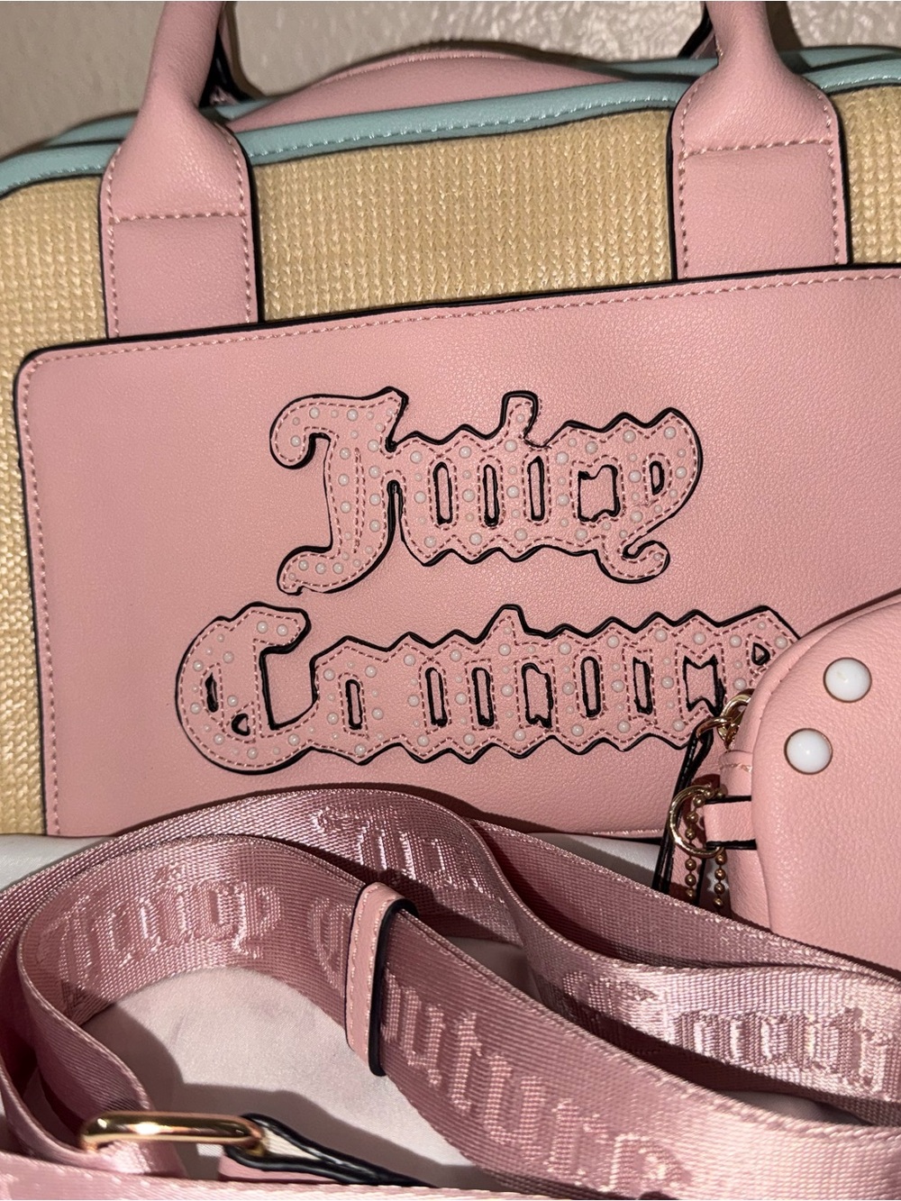 Juicy Couture Pink & Mint Logo Satchel